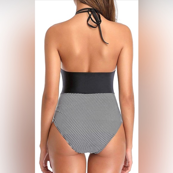NWT Size S One Piece Women’s Halter Style Swimsuit w/ Ruching - Picture 2 of 7